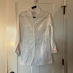 Frank & Eileen Long Sleeve Ireland Playsuit in Performance Linen - White XS